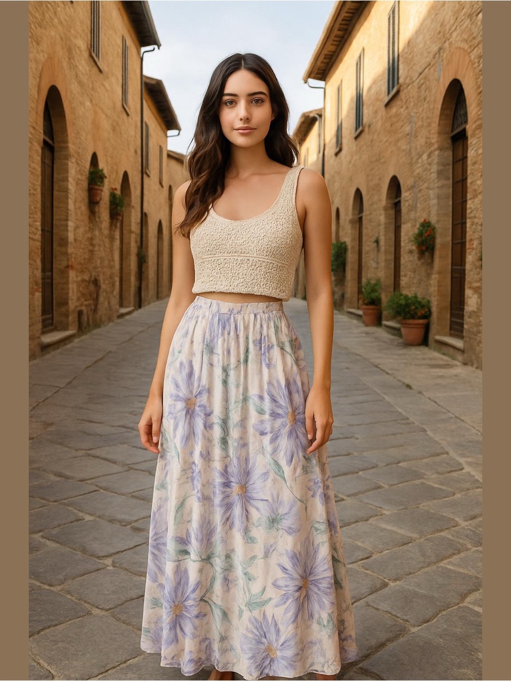 Women’s Boho Floral Maxi Skirt Cottagecore Flowy Plus Size 18